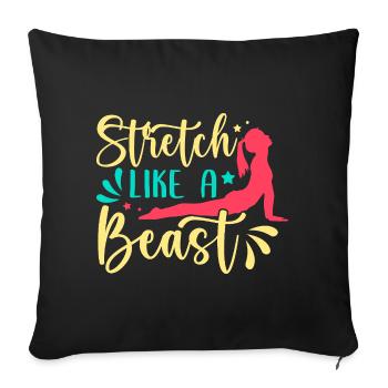 Yoga : étirement comme une bête, yoga drôle - Housse de coussin décorative 45 x 45 cm - noir - Devant