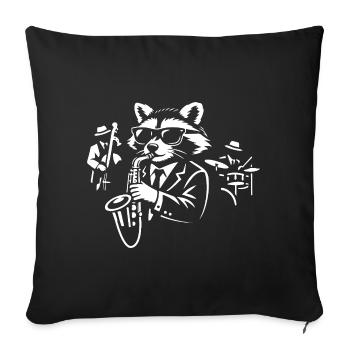 Raccoon Sax Jazz in Suit - Sofa pillowcase 17,3'' x 17,3'' (45 x 45 cm) - black - Front