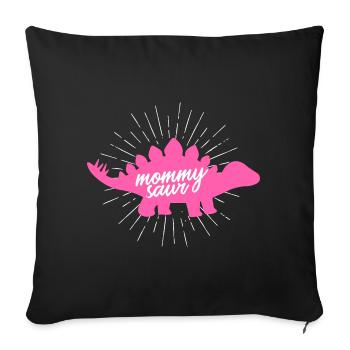 Mommysaur Rex, design drôle de slogan de dinosaure rose - Housse de coussin décorative 45 x 45 cm - noir - Devant