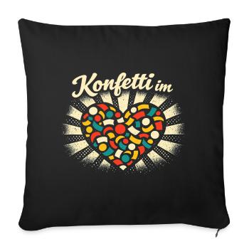 Confetti in the Heart - Idée de cadeau sucré - Housse de coussin décorative 45 x 45 cm - noir - Devant
