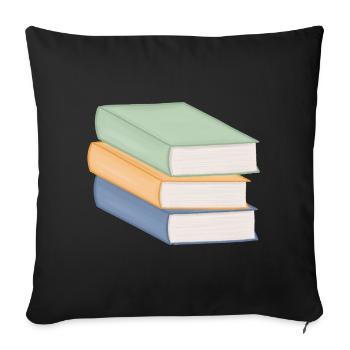 Pastel Colored Stack of Books - Sofa pillowcase 17,3'' x 17,3'' (45 x 45 cm) - black - Front