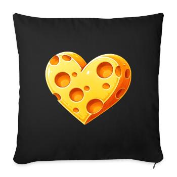 Illustration of a heart-shaped piece of cheese - Sofa pillowcase 17,3'' x 17,3'' (45 x 45 cm) - black - Front