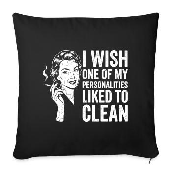 Chemise humoristique domestique pour femmes - Housse de coussin décorative 45 x 45 cm - noir - Devant