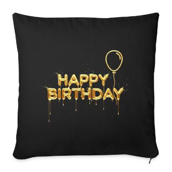 Joyeux anniversaire Liquid Gold - Noble anniversaire - Housse de coussin décorative 45 x 45 cm - noir - Devant