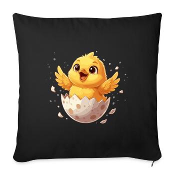 Chicks from the Egg – Happy Departure - Sofa pillowcase 17,3'' x 17,3'' (45 x 45 cm) - black - Front