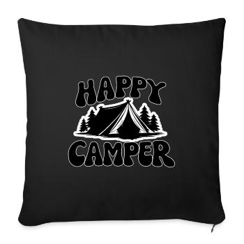 Graphique de tente campeuse joyeuse - Housse de coussin décorative 45 x 45 cm - noir - Devant