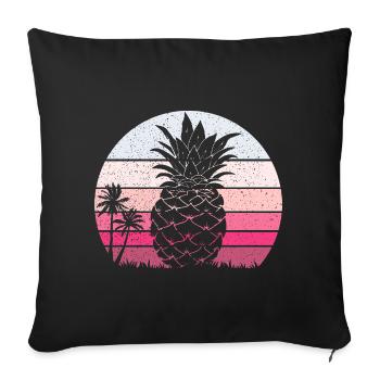 Pineapple Summer Sunset Vintage Beach - Sofa pillowcase 17,3'' x 17,3'' (45 x 45 cm) - black - Front