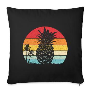 Pineapple Summer Retro Beach Vintage Sunset - Sofa pillowcase 17,3'' x 17,3'' (45 x 45 cm) - black - Front