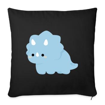 Pastel Blue Dino Triceratops Charm - Sofa pillowcase 17,3'' x 17,3'' (45 x 45 cm) - black - Front