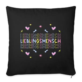 Lieblingsmensch - Herzensmensch - Sofakissenbezug 45 x 45 cm - Schwarz - Vorne