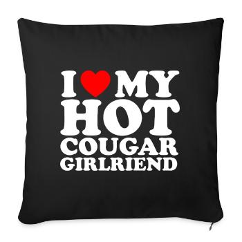 J’aime ma copine cougar sexy - Housse de coussin décorative 45 x 45 cm - noir - Devant
