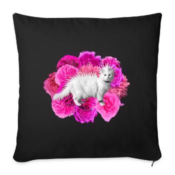 Pink Blossoms Cat Roses punk Thrash over the top - Sofa pillowcase 17,3'' x 17,3'' (45 x 45 cm) - black - Front