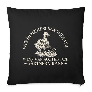 Gärtnern Wer braucht schon Therapie Retro Ente - Sofakissenbezug 45 x 45 cm - Schwarz - Vorne