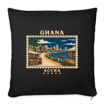 Ghana Accra Vintage Travel Brand - Sofa pillowcase 17,3'' x 17,3'' (45 x 45 cm) - black - Front
