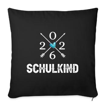 Schulkind 2026 Herz Pfeile weisses Design - Sofakissenbezug 45 x 45 cm - Schwarz - Vorne