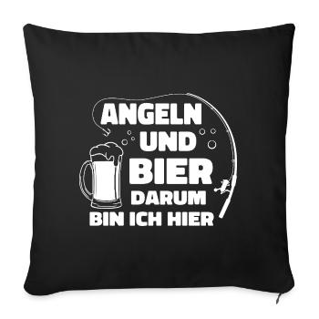 Angeln Und Bier - Sofakissenbezug 45 x 45 cm - Schwarz - Vorne