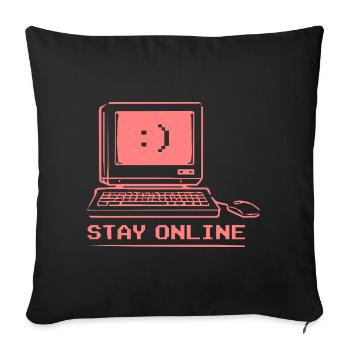 Stay Online Retro Computer - Sofa pillowcase 17,3'' x 17,3'' (45 x 45 cm) - black - Front