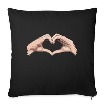 Hands heart - Housse de coussin décorative 45 x 45 cm - noir - Devant