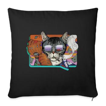 Crime Cat in Shades - Sofa pillowcase 17,3'' x 17,3'' (45 x 45 cm) - black - Front