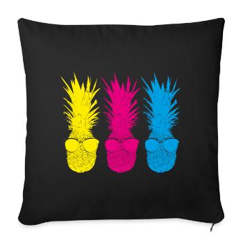 Pop Art Pinapples > Three Neon Colored Fruits - Sofakissenbezug 45 x 45 cm - Schwarz - Vorne