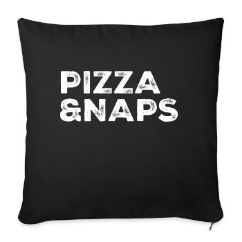 Pizza et Naps drôle cadeau humoristique de Noël - Housse de coussin décorative 45 x 45 cm - noir - Devant