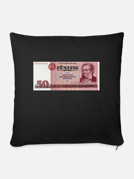50 Markschein der DDR - Sofakissenbezug 45 x 45 cm - Schwarz
