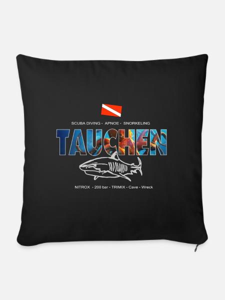 Plongée plongée plongée apnée - Housse de coussin décorative 45 x 45 cm - noir