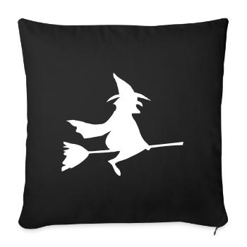 Witch on broom - Sofa pillowcase 17,3'' x 17,3'' (45 x 45 cm) - black - Front