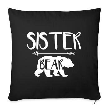 Sœur Ours Sister Bear - Housse de coussin décorative 45 x 45 cm - noir - Devant