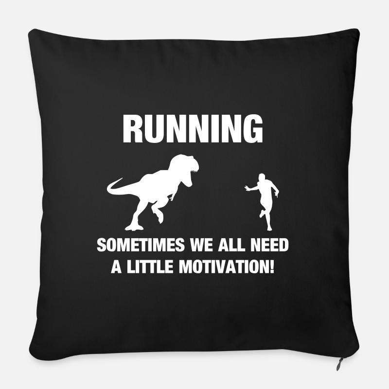Course T-Rex Motivation Drôle Course à pied Sport - Housse de coussin décorative 45 x 45 cm - noir