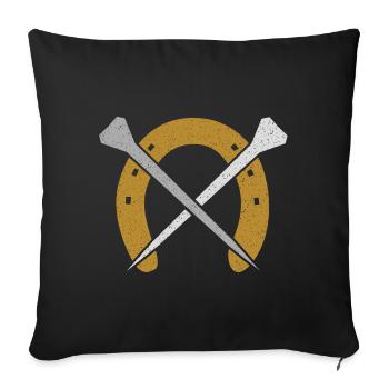 Fer à cheval, Maréchal, Forgeron Vintage - Housse de coussin décorative 45 x 45 cm - noir - Devant