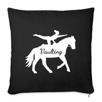 Voltige - Cheval - Equestre - Volti - Housse de coussin décorative 45 x 45 cm - noir - Devant