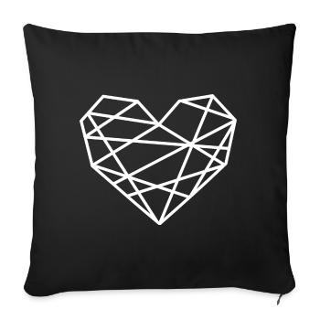 Heart - Polygon heart ♡ - Sofa pillowcase 17,3'' x 17,3'' (45 x 45 cm) - black - Front