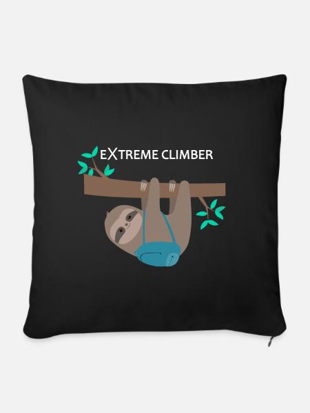 Faultier extreme climber Extrem Kletterer - Sofakissenbezug 45 x 45 cm - Schwarz