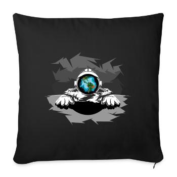 Astronaut Climate Protection Space Illustration Moon - Sofa pillowcase 17,3'' x 17,3'' (45 x 45 cm) - black - Front