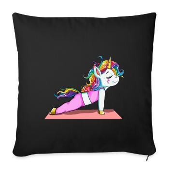 Einhorn Yoga Fitness Geschenk Sport Stretch Pose - Sofakissenbezug 45 x 45 cm - Schwarz - Vorne