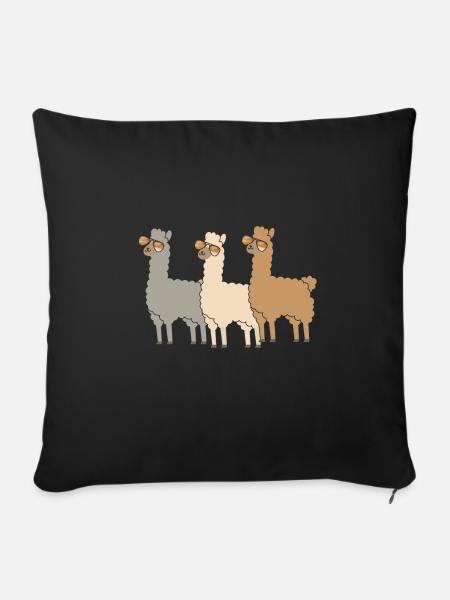 Alpaka Llama - Sofakissenbezug 45 x 45 cm - Schwarz