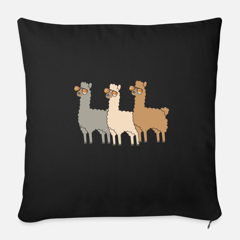 Alpaka Llama - Sofakissenbezug 45 x 45 cm - Schwarz
