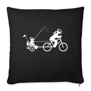 MAMA DRAWS BIKE TRAILER WITH CHILD BY SUBGIRL - Sofa pillowcase 17,3'' x 17,3'' (45 x 45 cm) - black - Front