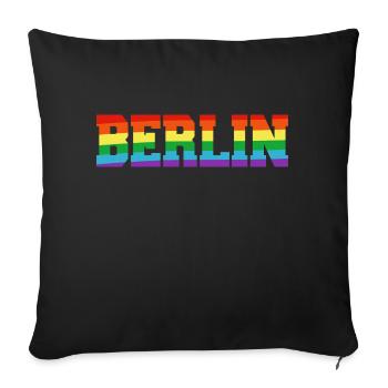 Berlin Regenbogenfahne - Sofakissenbezug 45 x 45 cm - Schwarz - Vorne