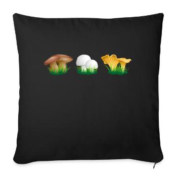 mushrooms - Sofa pillowcase 17,3'' x 17,3'' (45 x 45 cm) - black - Front