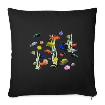 Poissons - Housse de coussin décorative 45 x 45 cm - noir - Devant