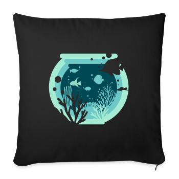 Aquarium - Aquatique - Housse de coussin décorative 45 x 45 cm - noir - Devant