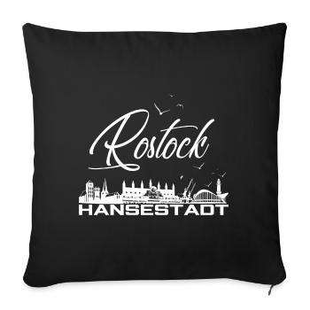 Rostock Hanseatic City - Rostock Silhouette with Seagulls - Sofa pillowcase 17,3'' x 17,3'' (45 x 45 cm) - black - Front