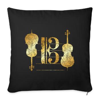 Tenor Clef & Cello (Golden Yellow) Cellist Cello - Sofa pillowcase 17,3'' x 17,3'' (45 x 45 cm) - black - Front