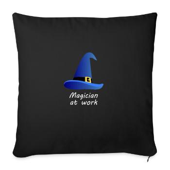 Magicien - magicien - magie - sorcellerie - magie - Housse de coussin décorative 45 x 45 cm - noir - Devant