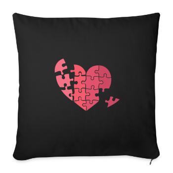 Puzzle Herz Valentinstag Zerbrochen Geschenkidee - Sofakissenbezug 45 x 45 cm - Schwarz - Vorne