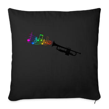 Trumpet with colorful music - Sofa pillowcase 17,3'' x 17,3'' (45 x 45 cm) - black - Front