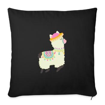 Alpaga drôle - Housse de coussin décorative 45 x 45 cm - noir - Devant