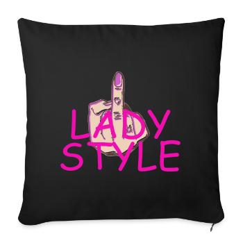 Lady style middle finger - Sofa pillowcase 17,3'' x 17,3'' (45 x 45 cm) - black - Front